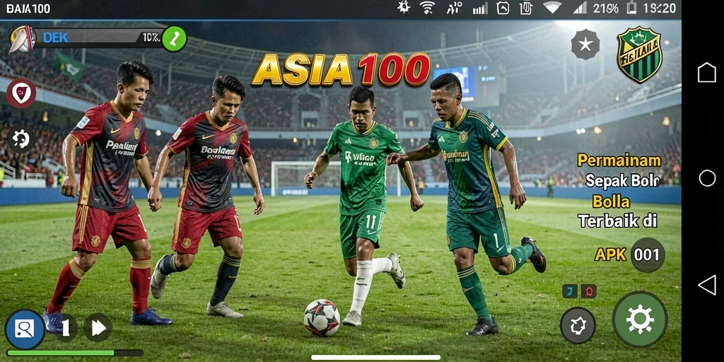 Gameplay seru ASIA100 dengan aksi sepak bola yang intens.