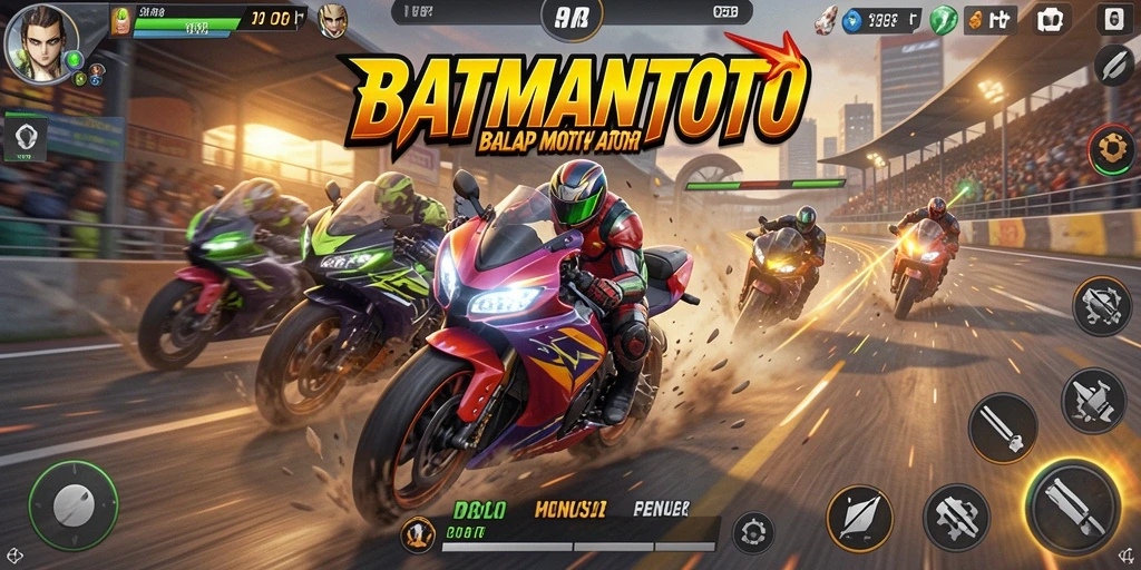 Tampilan gameplay seru dari balapan motor di BATMANTOTO.