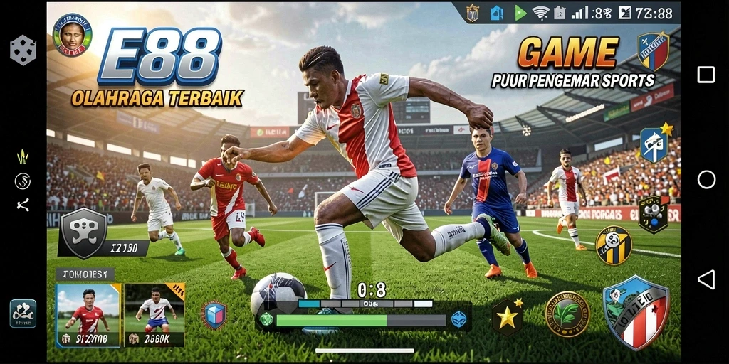 Tampilan screenshot E88 menampilkan intensitas kompetisi dalam permainan olahraga.