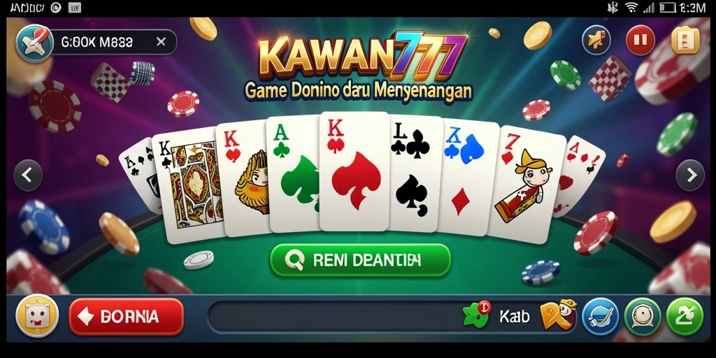 Screenshot utama KAWAN777 menampilkan gameplay Domino yang seru.
