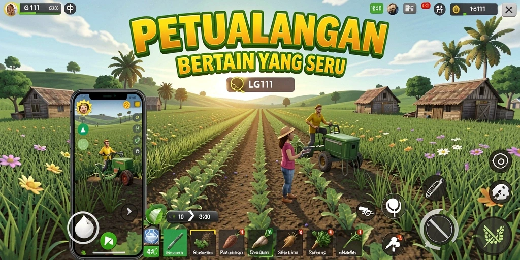 Tampilan gameplay LG111 yang menarik dengan lahan pertanian yang subur.