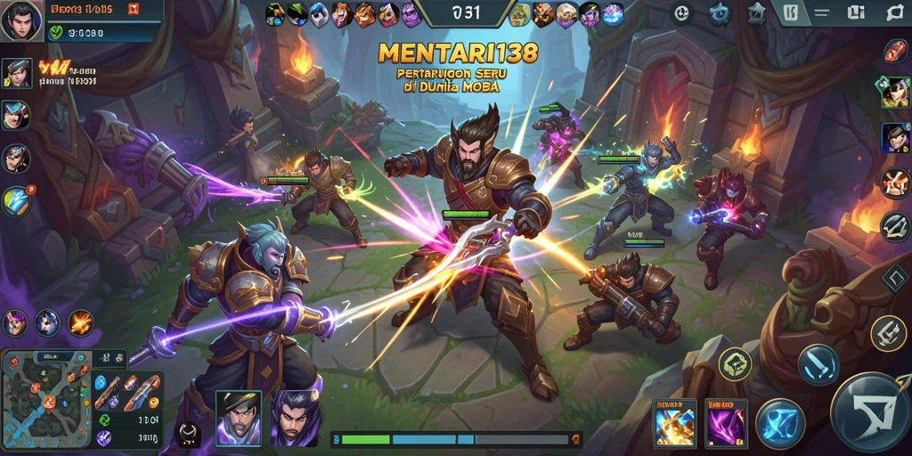Screenshot gameplay MENTARI138 menampilkan pertarungan seru dalam mode MOBA.