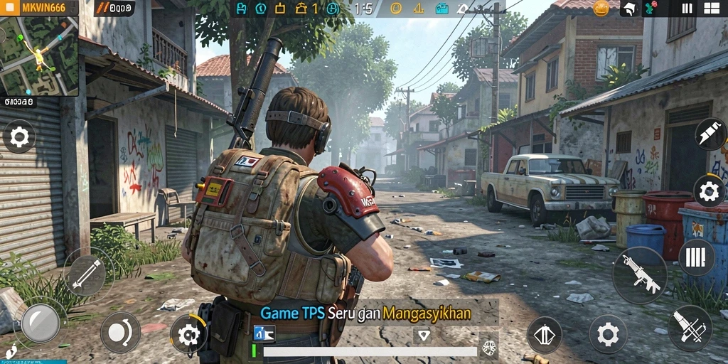 Screenshot gameplay MKWIN666 yang menunjukkan aksi tembak-menembak yang mendebarkan.