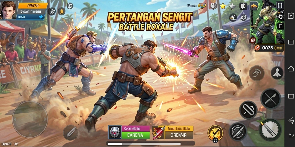 Tangkapan layar pertarungan seru dalam game Battle Royale.