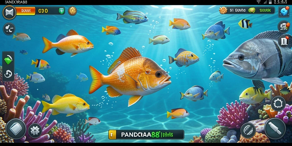 Gameplay seru PANDORA88 menembak ikan di lautan.