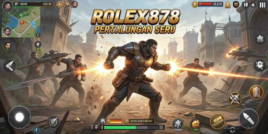 Tangkapan layar gameplay ROLEX878 dengan aksi menegangkan dan karakter beragam.