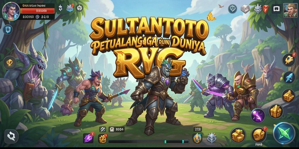 Screenshot gameplay SULTANTOTO yang menunjukkan pertempuran epik dan karakter menarik.