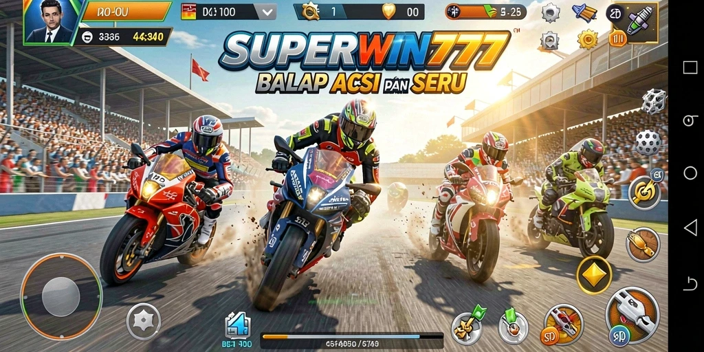 Tampilan gameplay seru dari balap motor di SUPERWIN777.