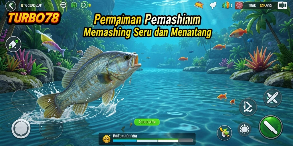 Tampilan gameplay TURBO78 yang menampilkan aksi memancing yang seru.